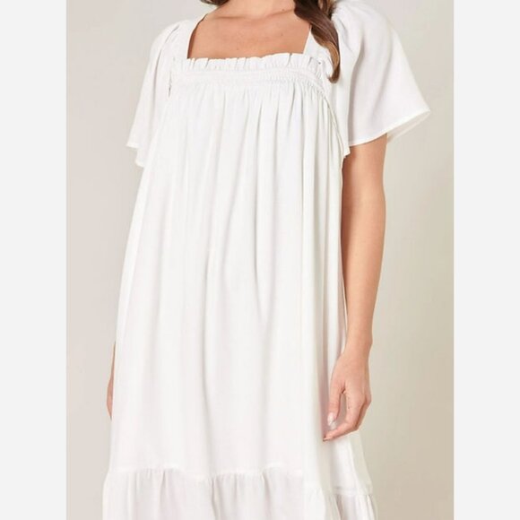 Island Vacay White Flutter Sleeve Midi Dress - Picture 4 of 10